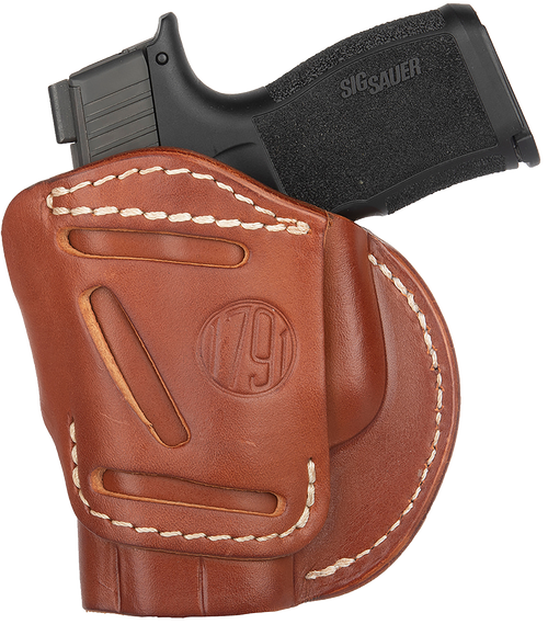 1791 Gunleather 4WH3CBRR 4-Way  IWB/OWB Size 03 Classic Brown Leather Belt Clip Compatible w/Glock 26/Ruger LC9/S&W M&P Shield 2.0 9/40 Right Hand                                                      