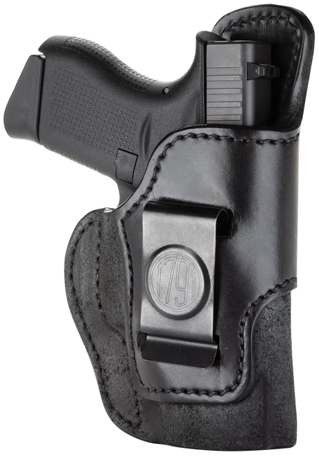 1791 Gunleather RCH3BLKR RCH  IWB Size 03 Black Leather Belt Clip Compatible w/Ruger LC9/1911/Glock 43/43X Right Hand                                                                                   