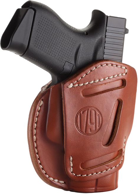 1791 Gunleather 3WH2CBRA 3-Way  IWB/OWB Size 02 Classic Brown Leather Belt Loop Compatible w/ Ruger LCP Compatible w/ Glock 42 Compatible w/ S&W Bodyguard Ambidextrous Hand                            