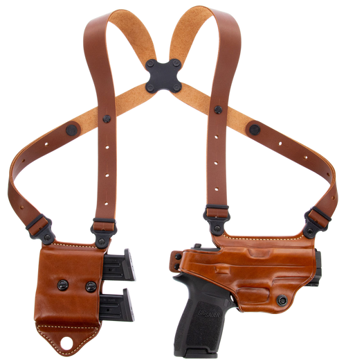 Galco MCII820 Miami Classic II Shoulder System Fits Chest Up To 56" Tan Leather Harness Fits Sig P320/M17/M18/Taurus G2/G3/G3C Right Hand                                                               