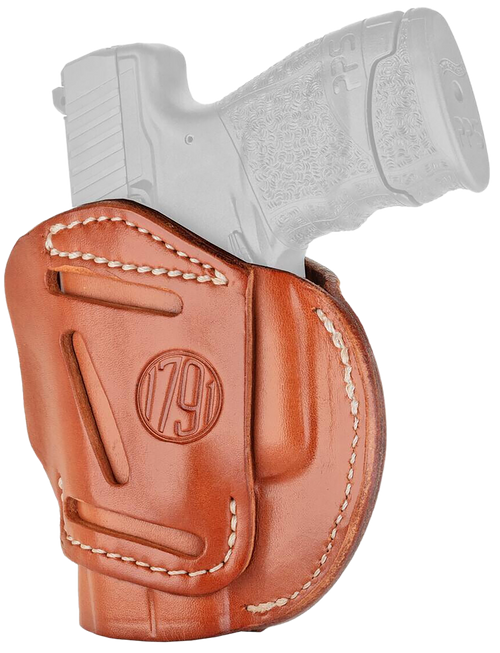 1791 Gunleather 3WH3CBRA 3-Way  IWB/OWB Size 03 Classic Brown Leather Belt Loop Compatible w/ Glock 26 Compatible w/ Ruger LC9 Compatible w/ S&W M&P Shield Ambidextrous Hand                           