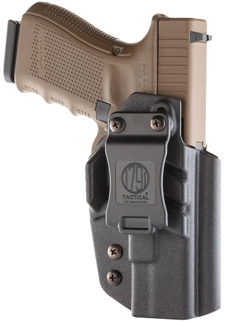 1791 Gunleather TACIWBGLOCKBLKR Tactical Kydex  IWB Black Kydex Belt Clip Compatible w/Glock Right Hand                                                                                                 