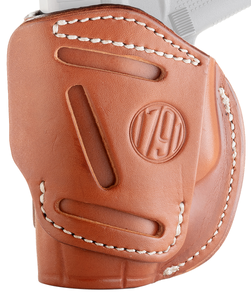 1791 Gunleather 4WH2CBRR 4-Way  IWB/OWB Size 02 Classic Brown Leather Belt Clip Compatible w/Ruger LCP/S&W Bodyguard/Glock 42/43/43X  Right Hand                                                        