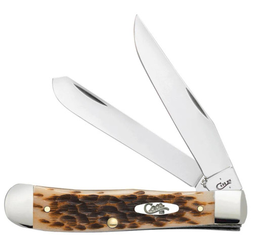 Case Knives Peach Seed Jig Amber Bone Trapper with Clip 3.24"