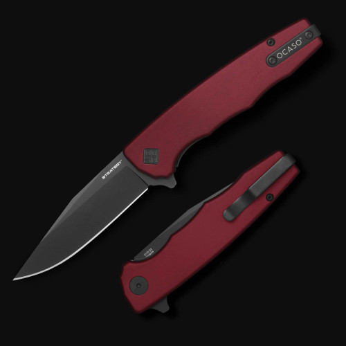 Ocaso Knives STRATEGY BLACK/RED ALUMINUM D2 3.5"