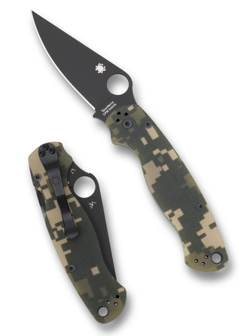 Spyderco PARA MILITARY 2 CAMO Plain Edge Black S45VN 3.45"