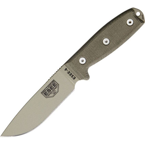 ESEE 4PDT Model 4 Plain Edge Fixed Blade Knife 1095 Carbon Steel 4.5"