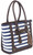 Bulldog BDP050 Tote Purse w/Holster Navy Stripe Leather Most Sm Pistols & Revolvers Right Hand                                                                                                          