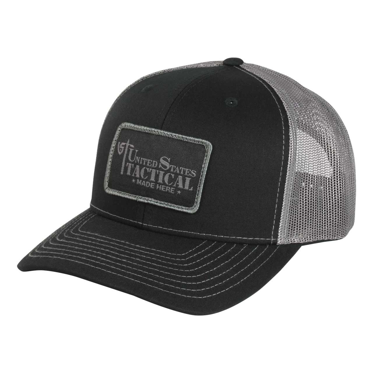 Black & Gray Structured Mesh Back Cap with Patch