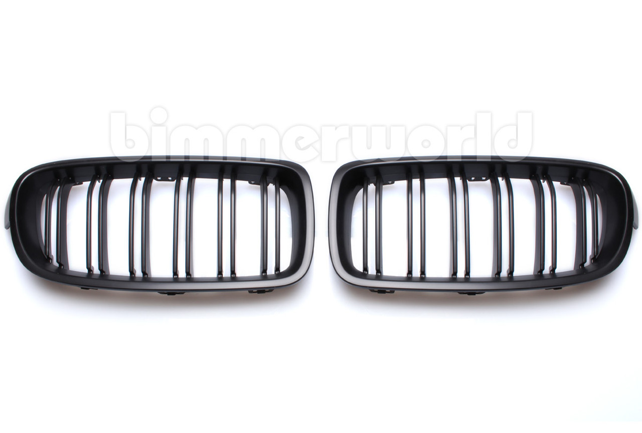 Matte Black Front Grilles - F30 Sedan, F31 Wagon - Dual Slats