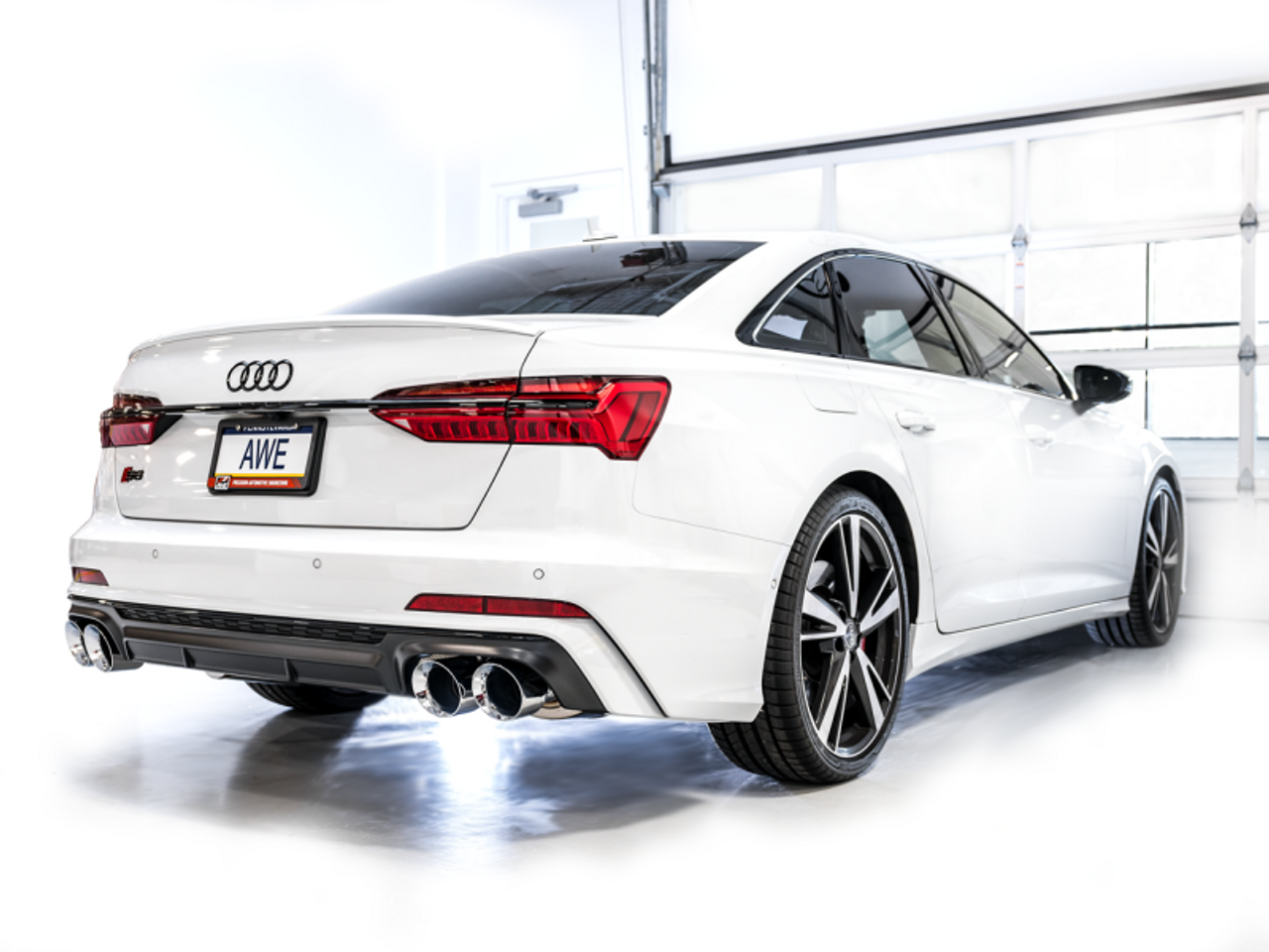 AWE Tuning 19-23 Audi C8 S6/S7 2.9T V6 AWD Track Edition Exhaust - Chrome Silver Tips - 3020-42101 Photo - Mounted