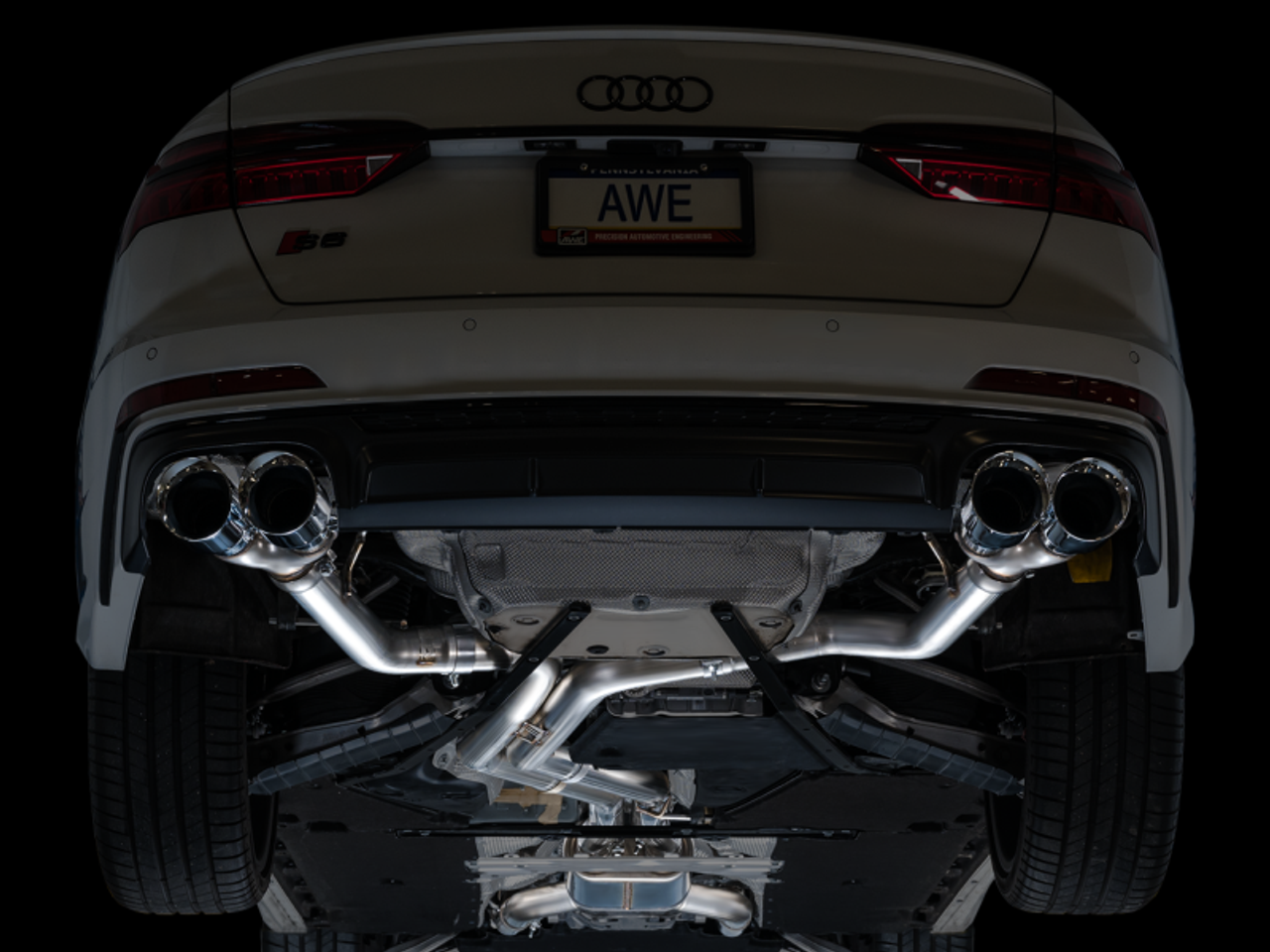 AWE Tuning 19-23 Audi C8 S6/S7 2.9T V6 AWD Track Edition Exhaust - Chrome Silver Tips - 3020-42101 Photo - Mounted