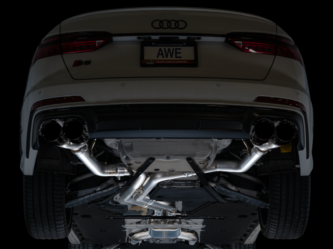 AWE Tuning 19-23 Audi C8 S6/S7 2.9T V6 AWD Track Edition Exhaust - Diamond Black Tips - 3020-43109 Photo - Mounted