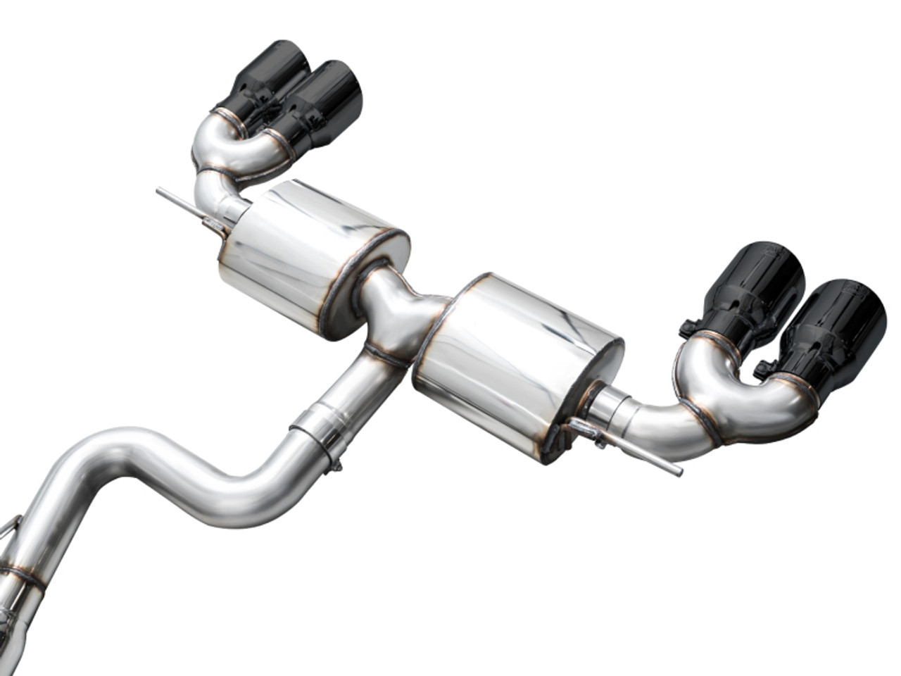 AWE MK8 Volkswagen Golf R 3in Touring Edition Quad Exhaust - Diamond Black Tips - 3015-43658 Photo - out of package