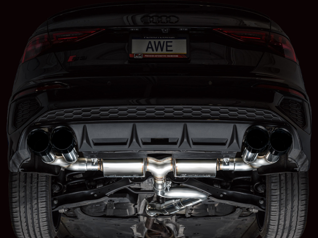 AWE 22-24 Audi 8Y S3 Touring Edition Exhaust - Diamond Black Tips - 3015-43897 Photo - Mounted