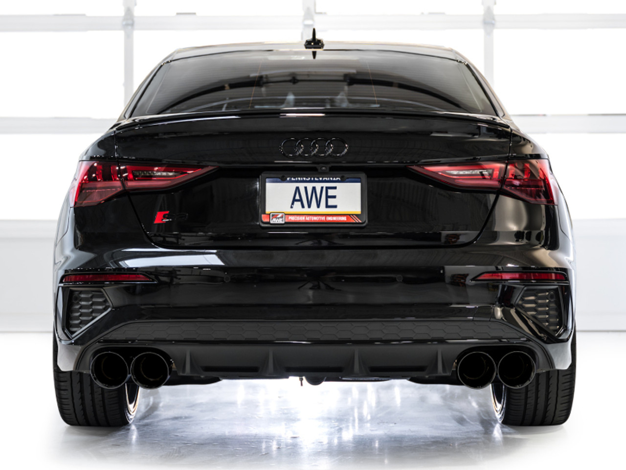 AWE 22-24 Audi 8Y S3 Touring Edition Exhaust - Diamond Black Tips - 3015-43897 Photo - Mounted