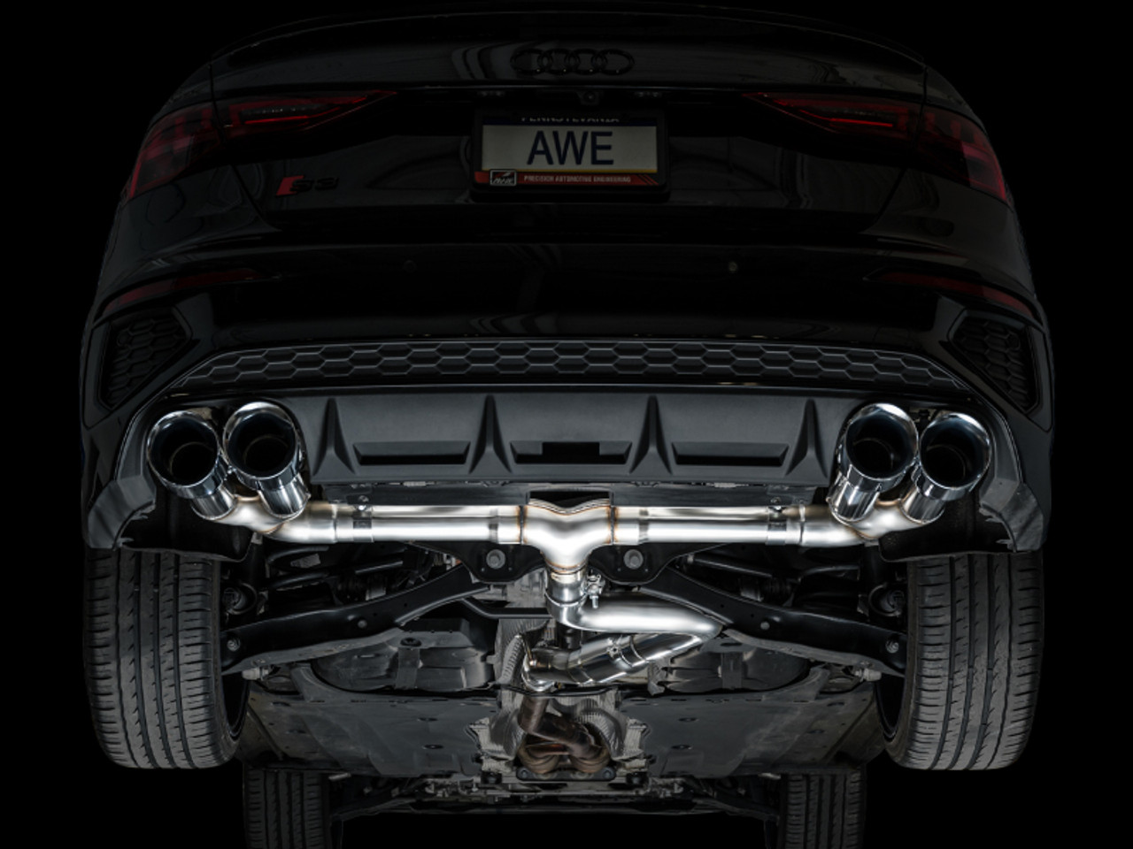 AWE 22-24 Audi 8Y S3 Track Edition Exhaust  - Chrome Silver Tips - 3020-42897 Photo - Mounted