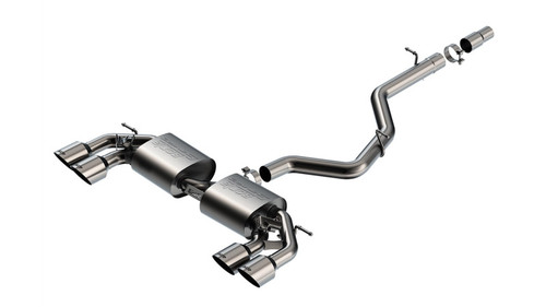 Borla 22-25 Volkswagen Golf R S-type Cat-Back Exhaust - Dual 4.5in Stainless Brushed Tips w/ Logo - 141029SB Photo - Primary