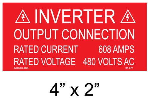 SOLAR PLACARD - INVERTER OUTPUT CONNECTION
