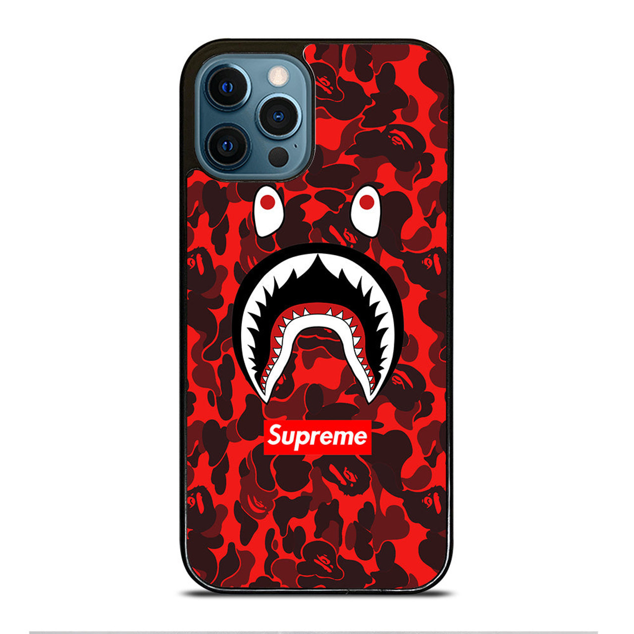 BAPE SHARK SUPREME CAMO RED iPhone 12 Pro Max Case Cover