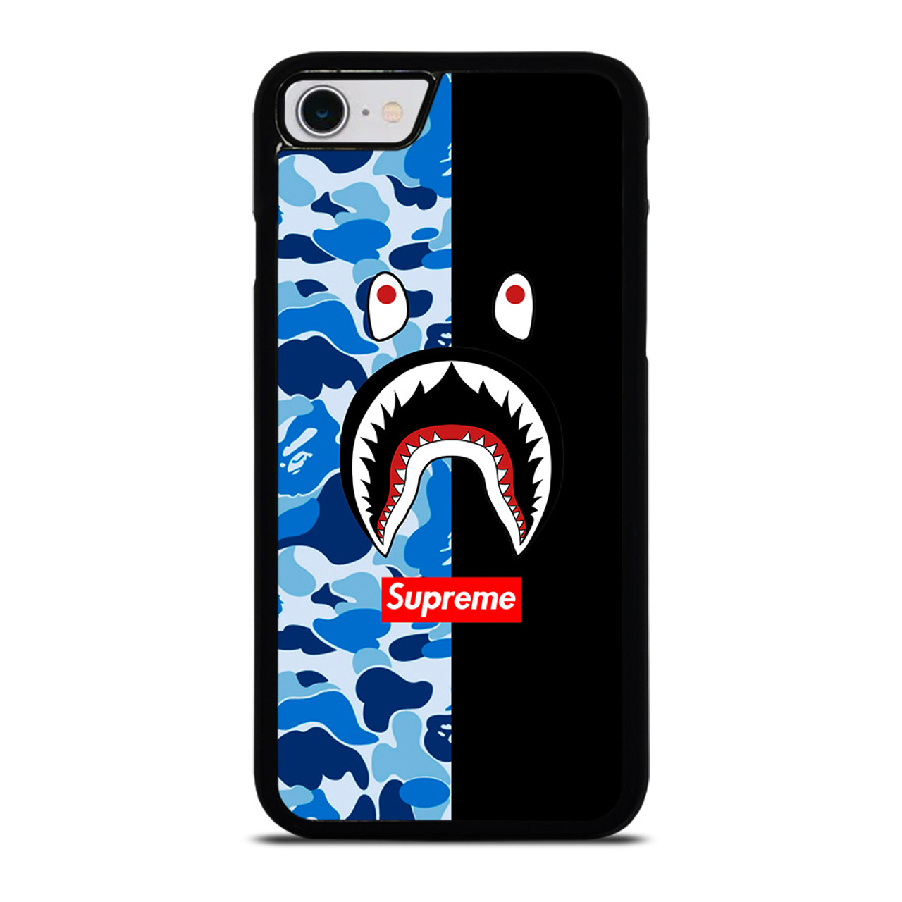 SUPREME BAPE SHARK CAMO BLUE BLACK iPhone SE 2022 Case Cover