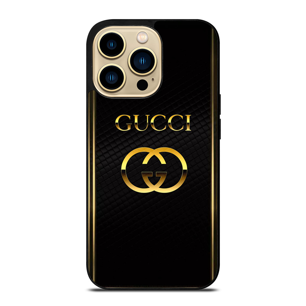 GUCCI LOGO BLACK GOLD iPhone 14 Pro Max Case Cover