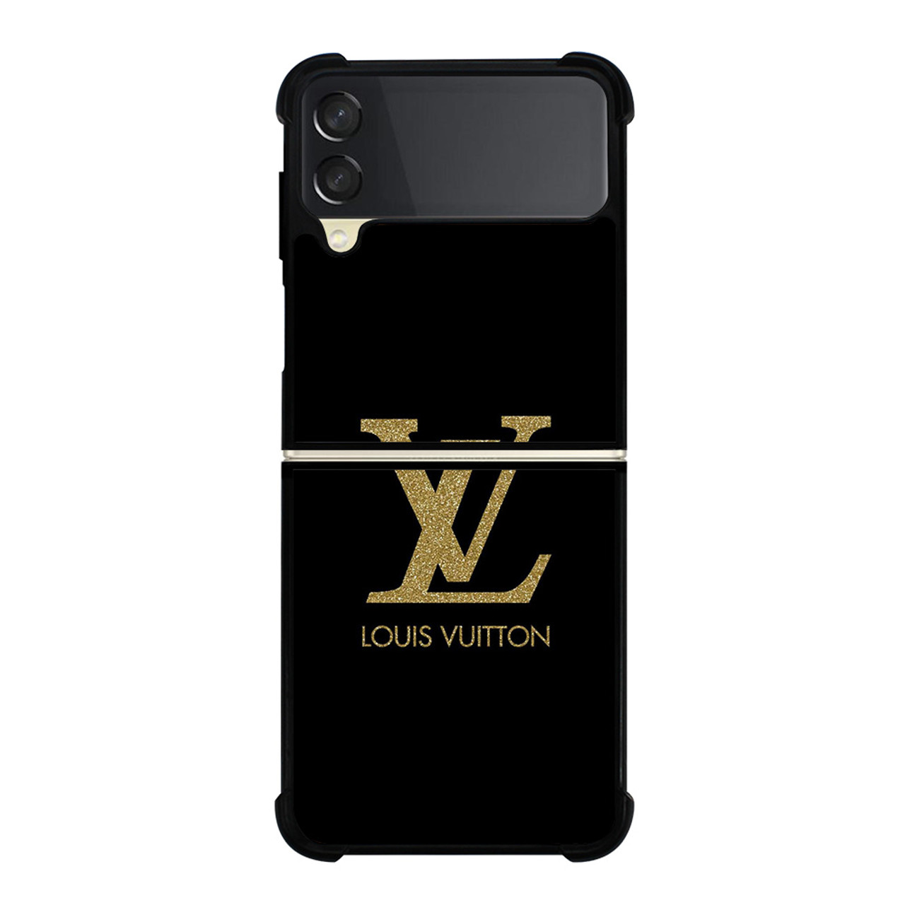 LOUIS VUITTON LV LOGO BLACK GOLD Samsung Z Flip 3 Case Cover