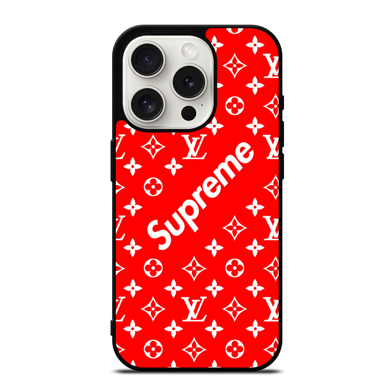 LOUIS VUITTON X SUPREME RED iPhone 15 Case Cover