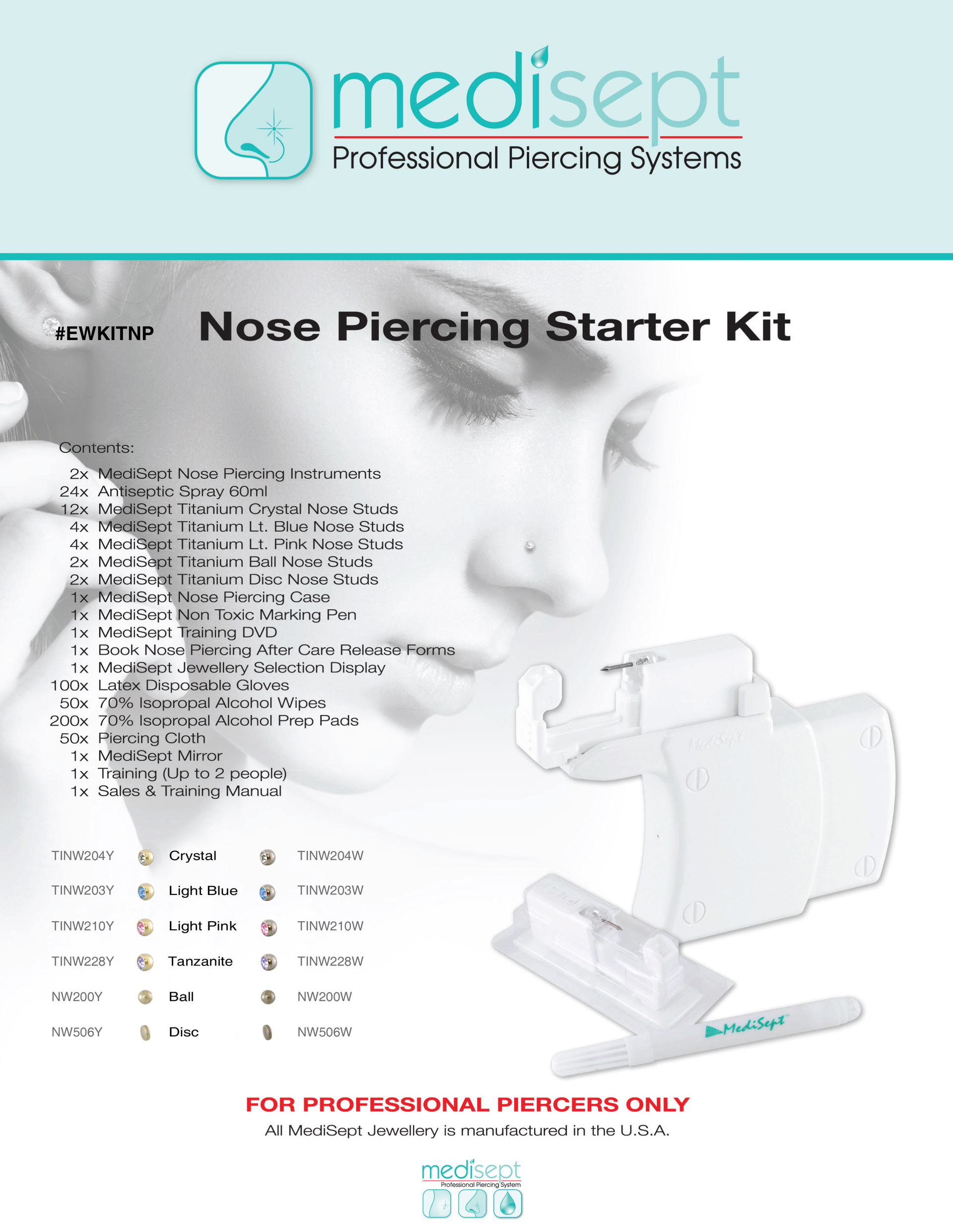 Kits & Training Medisept Nose Piercing Kit Australian Piercing Systems (APS)