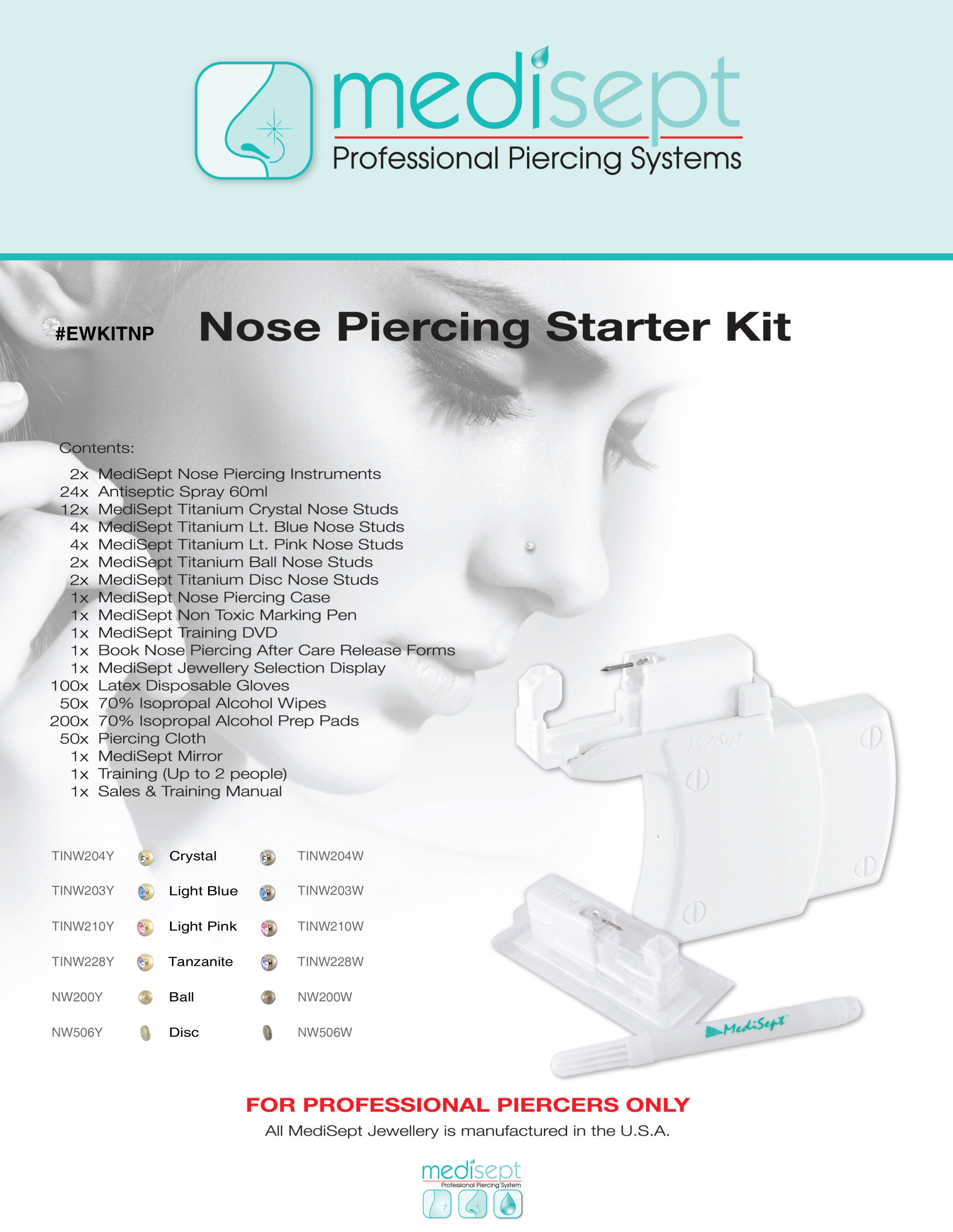 Kits And Training Medisept Nose Piercing Kit Australian Piercing Systems Aps 