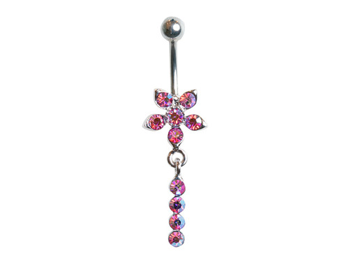 Navel Dangle AB Rose Flower S/S/S