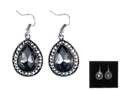 Steel Sapphire Hannah Black Crystal Earrings
