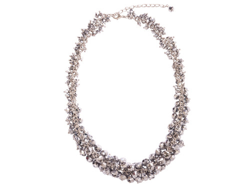 Steel Sapphire Ruffle Necklace Silver