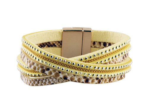 Steel Sapphire Single Wrap Bracelet - Chartreuse Snake