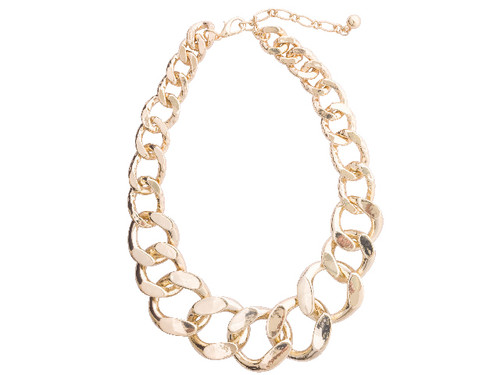 Steel Sapphire Chunky Chain Necklace Gold Plated