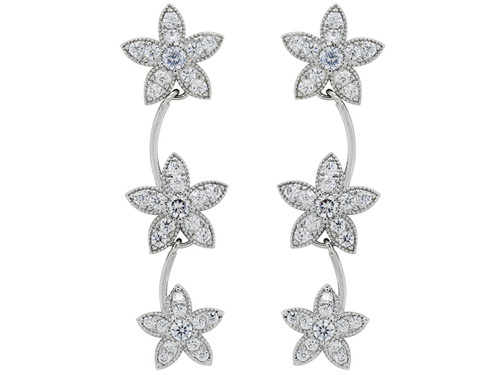 Cubic Zirconia 3 Flowers Drop RH