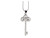Steel Sapphire Princess Jewelled Key Pendant Necklace Rhodium