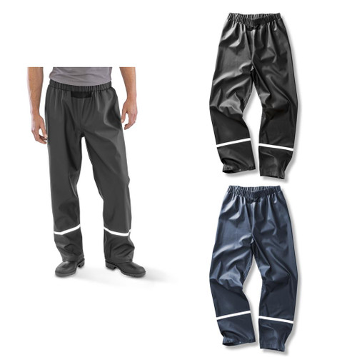 Result Genuine Recycled Prism PU waterproof trousers with reflective bands and recycled backing
