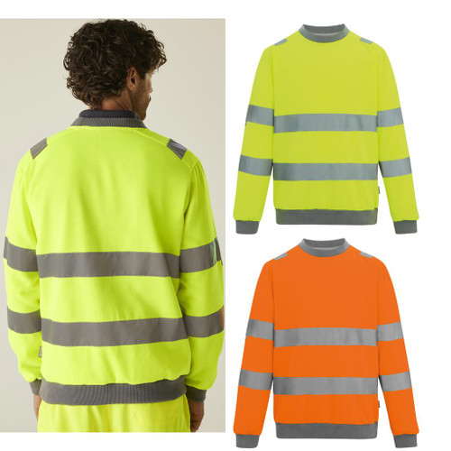 Regatta High Visibility Hi-vis Pro contrast crew neck sweatshirt