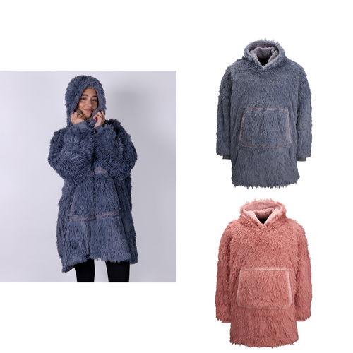 The Ribbon oversized cosy reversible shaggy sherpa hoodie