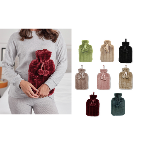 Ribbon Luxury classic faux fur hot water bottle and cover