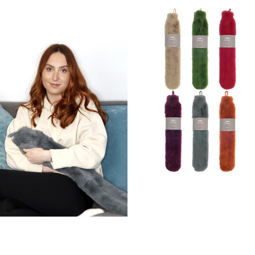 Ribbon Super luxury faux fur long hot water bottle and cover