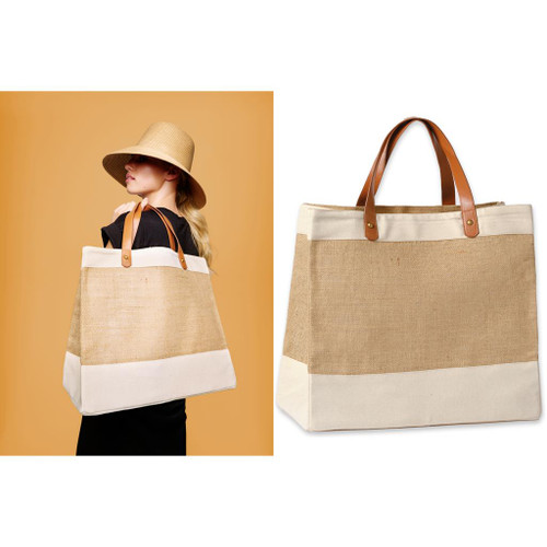 Nutshell® Adley jute with faux leather tote