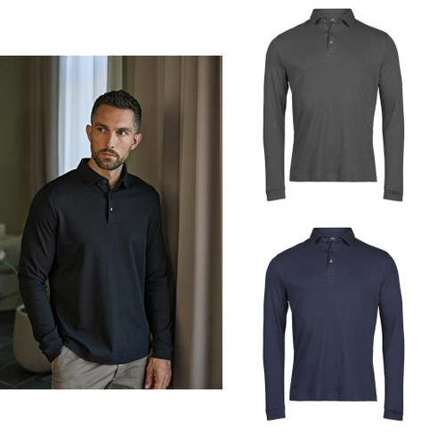 Tee Jays Pima cotton long-sleeve polo (1442)