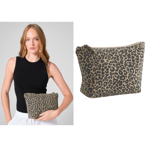 Westford Mill Leopard print canvas accessory bag