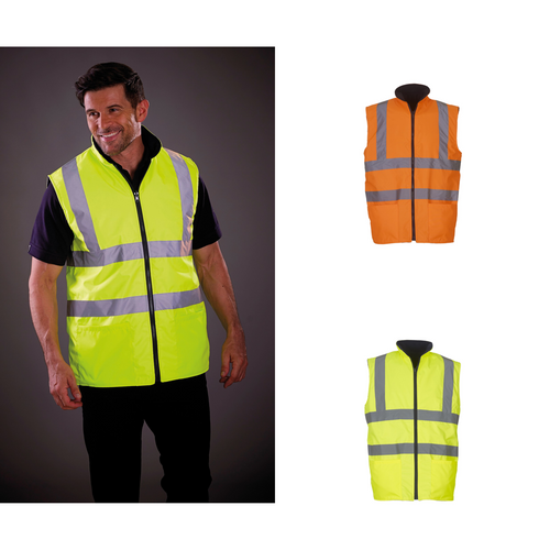 Yoko Hi-vis reversible fleece bodywarmer (HV008F)