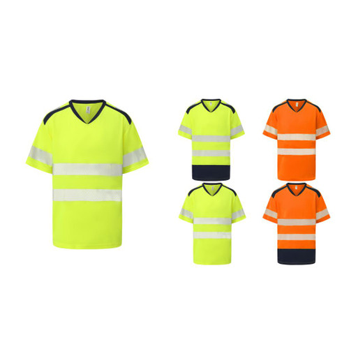 Yoko Hi-vis mandarin collar comfort trim t-shirt (HVJ430)
