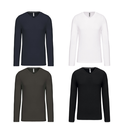 Kariban Men's long-sleeved V-neck T-shirt - KB358