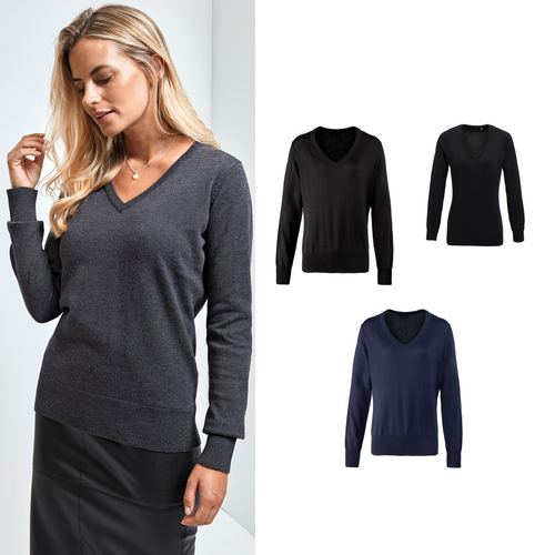 Premier Women's v-neck knitted sweater - PR696