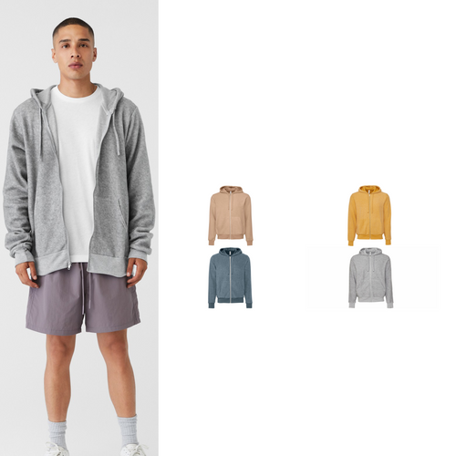 Bella Canvas Unisex sueded fleece full-zip hoodie